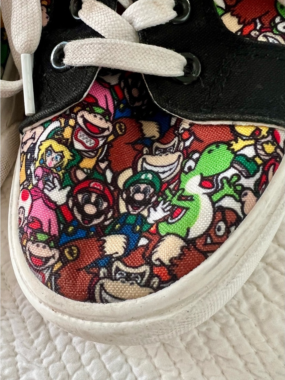 Kids Mario Bros. Multi-Character Canvas Sneakers in Black and White